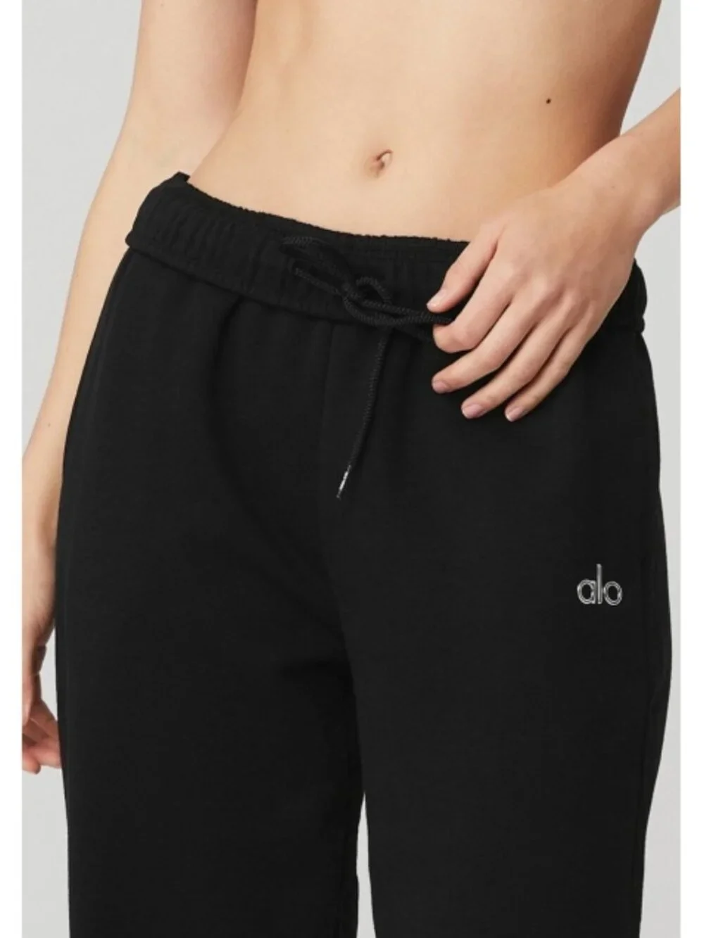 NEW Alo Accolade Straight Leg Sweatpant Black Fleece Sweats Traveling Joggers S